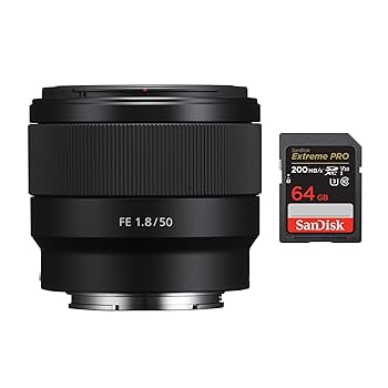 Amazon.com : Sony FE 50mm f/1.8 Lens Bundle with 64GB Memory